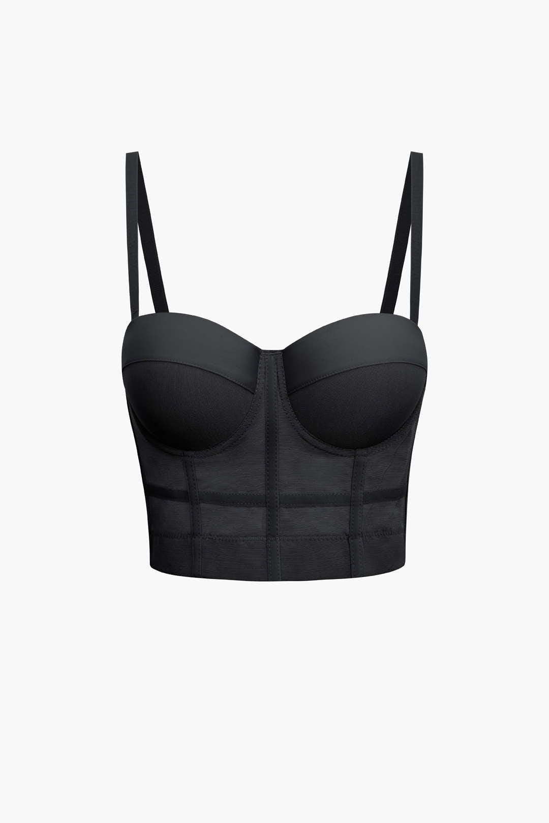 Valenzora | Figure-hugging bustier top with underwire cups and transparent mesh structure
