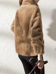 Teddy coat with drawstring