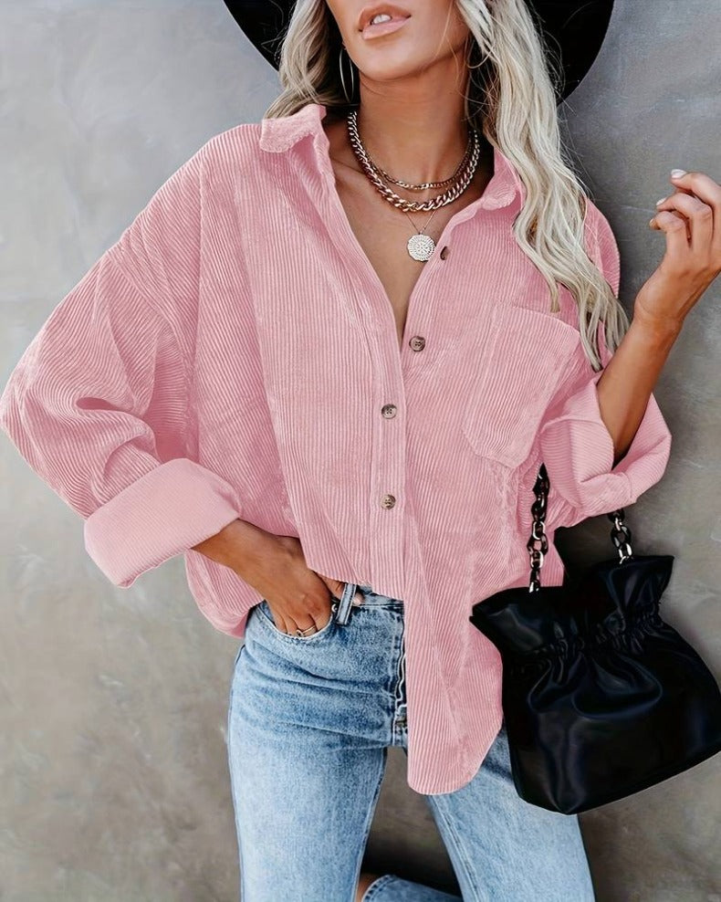 Valenzora - Women's oversized corduroy shirt for casual chic