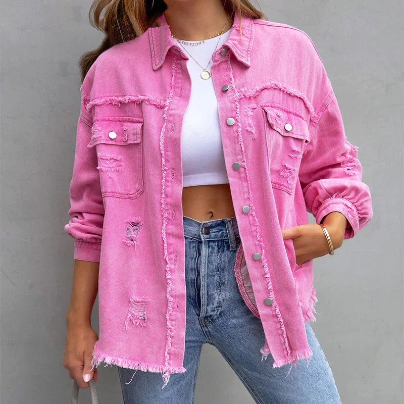 Valenzora | Vibrant Edge Breathable Denim Jacket