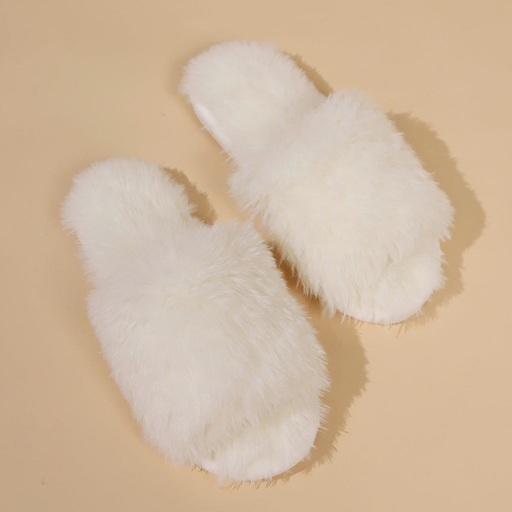 Valenzora | Mules - Women's slippers with open toe and faux fur