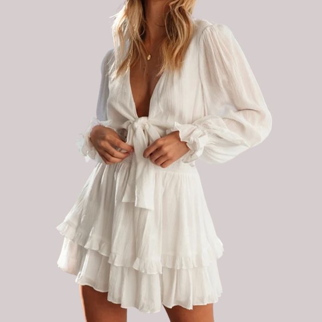 Valenzora | Wrap dress with ruffles and waistband