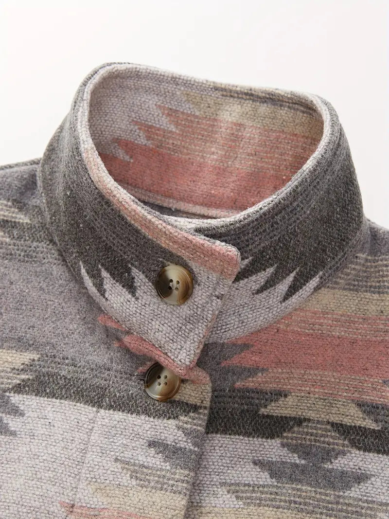 – Woven jacket with printed collar
