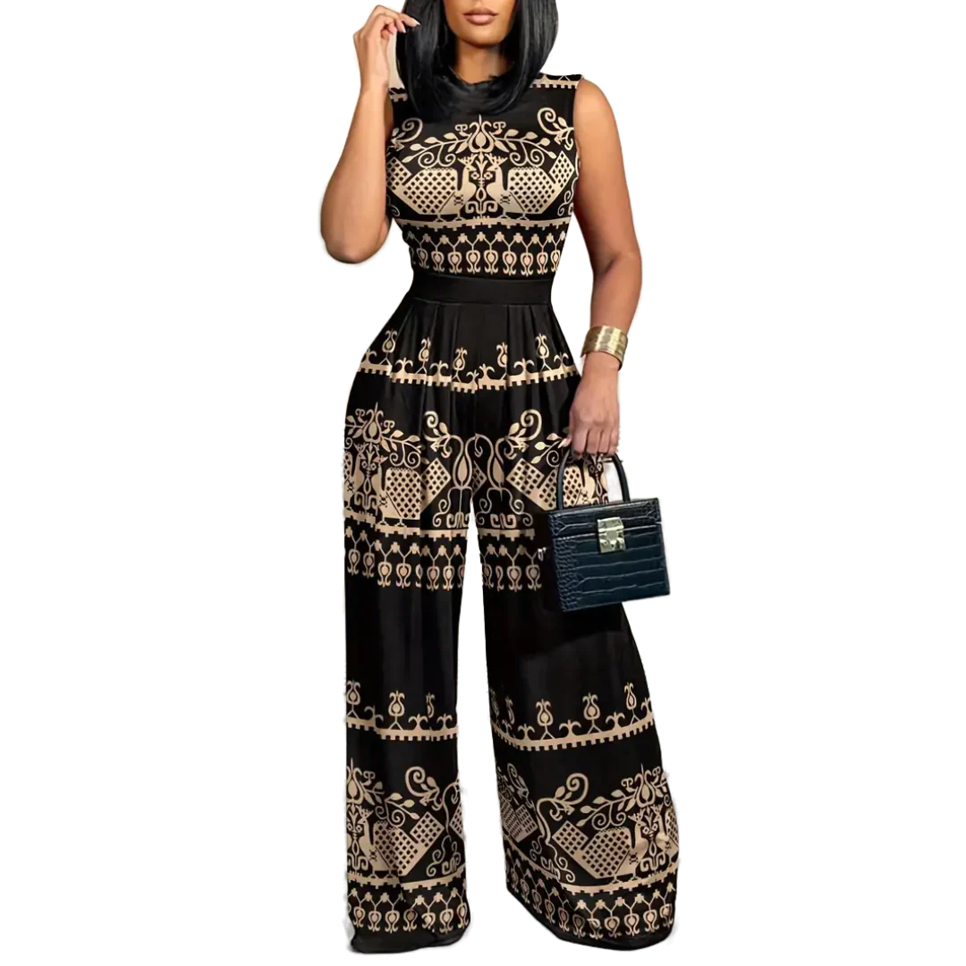 Sleeveless jumpsuit - Boho - Floral print Wide leg