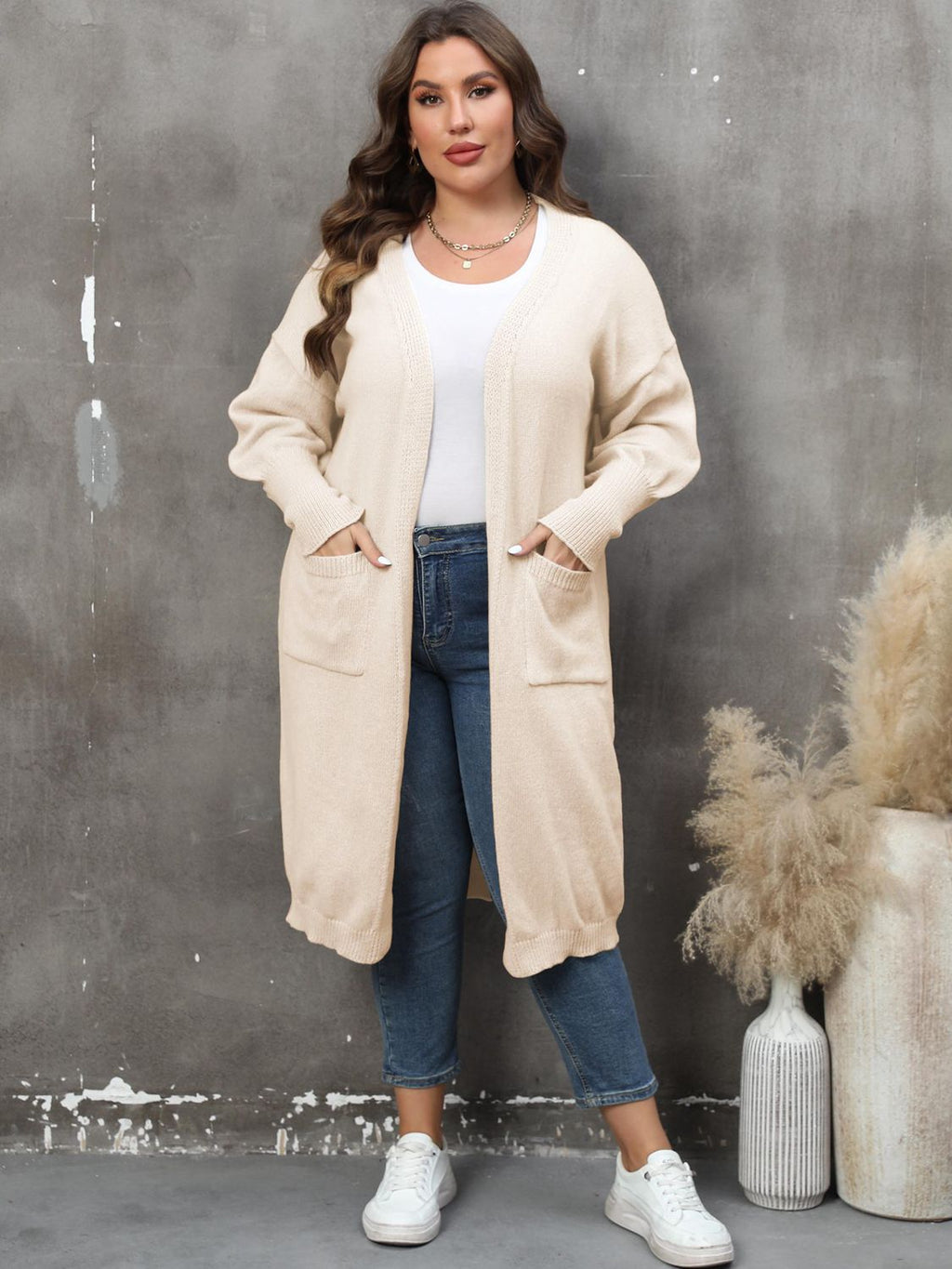 Valenzora | Plus Size Langarm-Cardigan mit Taschen