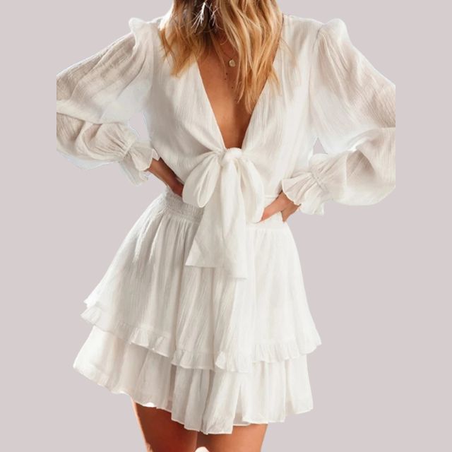Valenzora | Wrap dress with ruffles and waistband