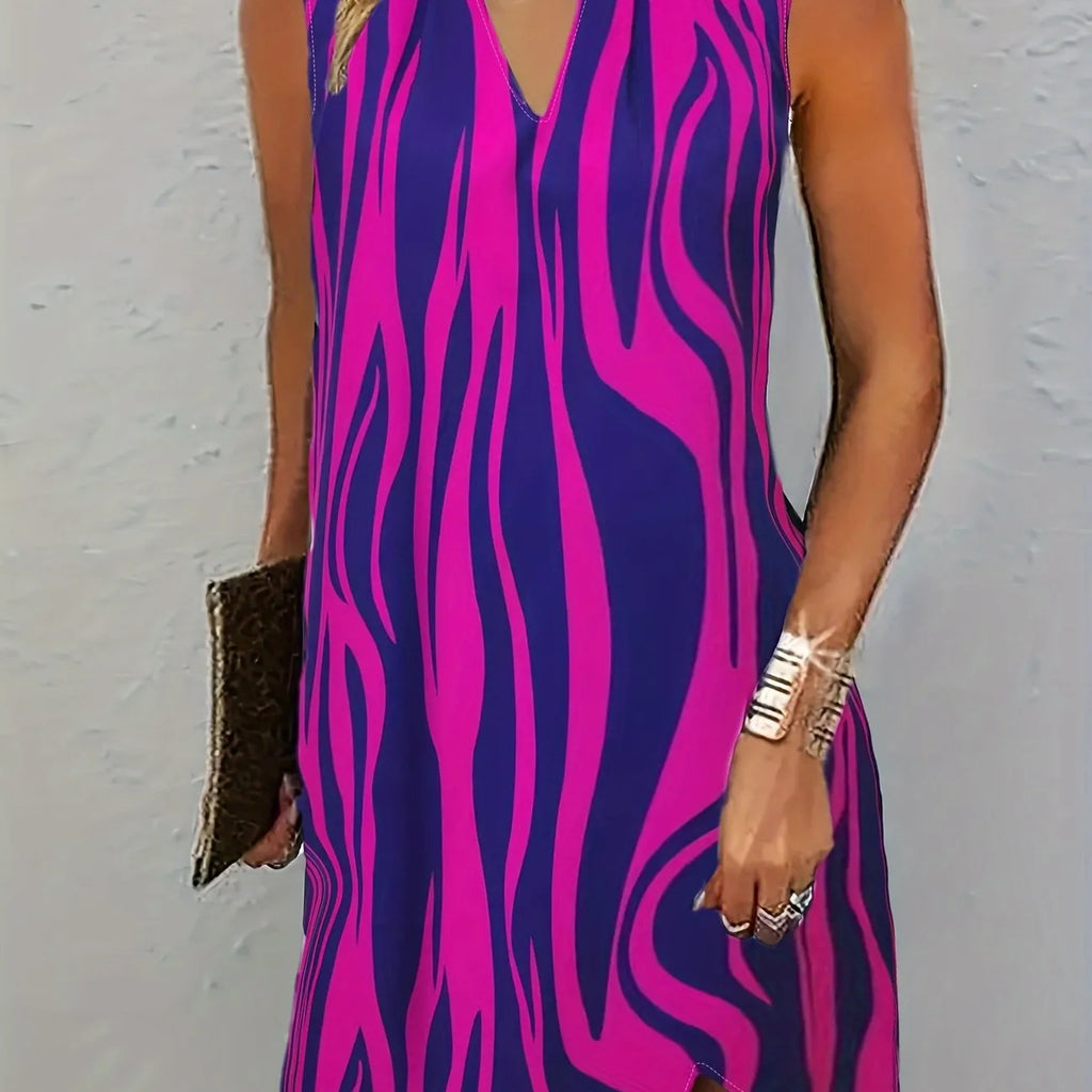 Valenzora | Striking striped sleeveless dress