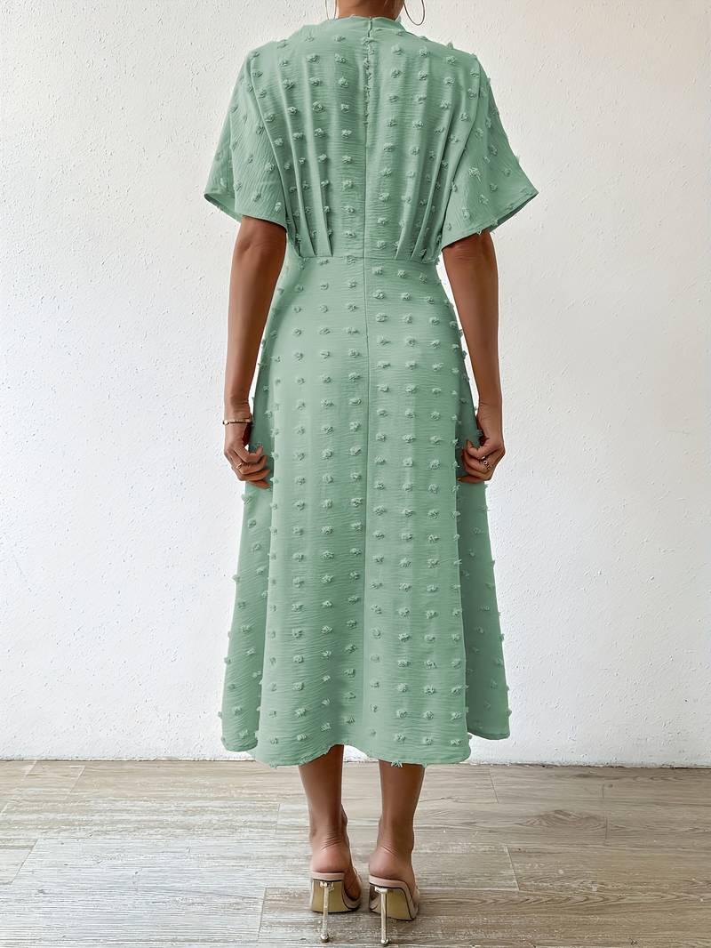 Valenzora | Swiss Dot Ruffle Midi Dress