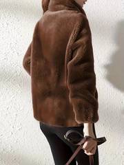 Teddy coat with drawstring