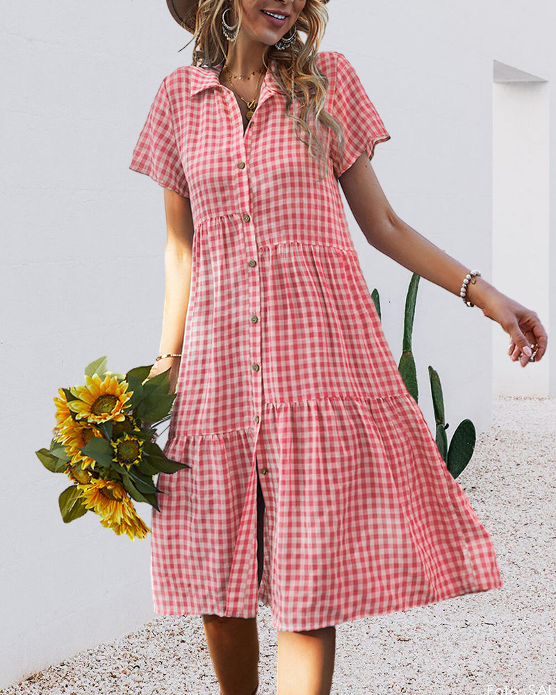 Valenzora | Casual checked shirt dress