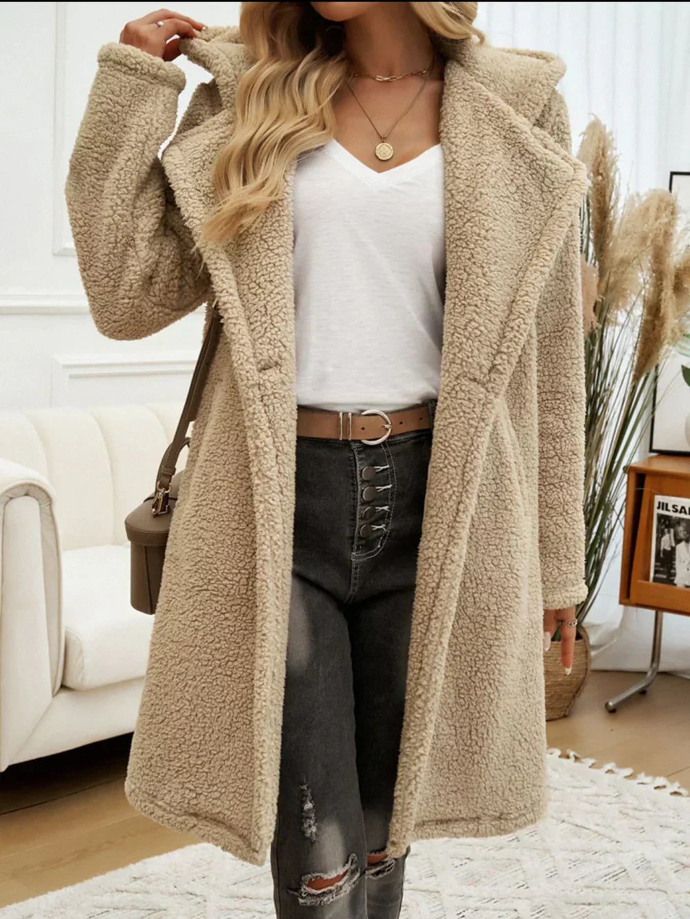Valenzora | Basic Teddyjacke mit Kapuze Damen