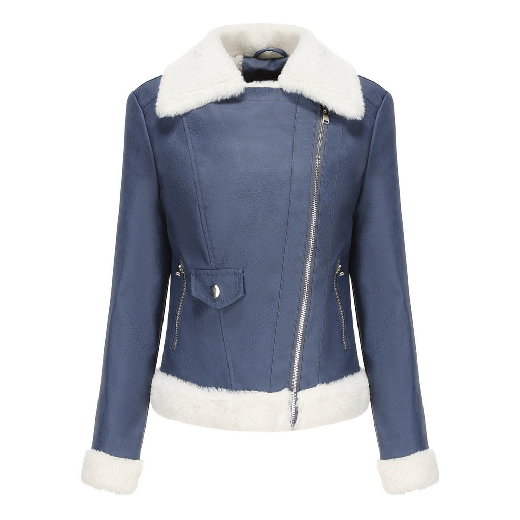 Valenzora | Winter leather jacket with fleece lining