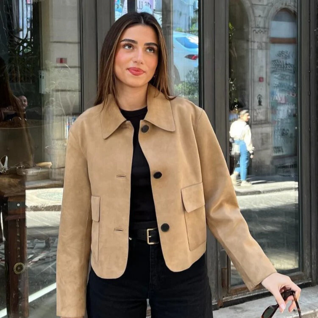Valenzora | Beige leather jacket