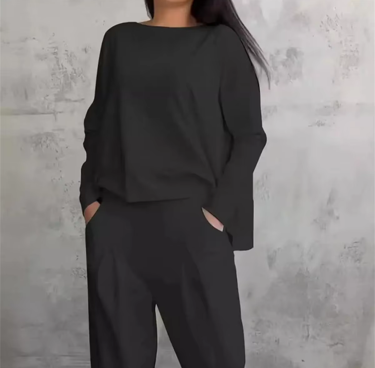 Valenzora | Women's Loungewear Set with Long-Sleeved Top and Relaxed Fit, Two-Piece