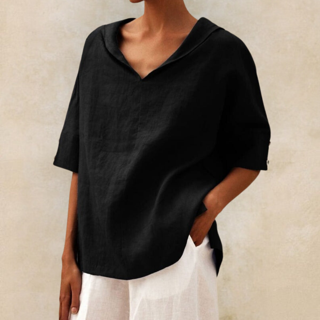 Valenzora | Women's V-neck casual linen shirt