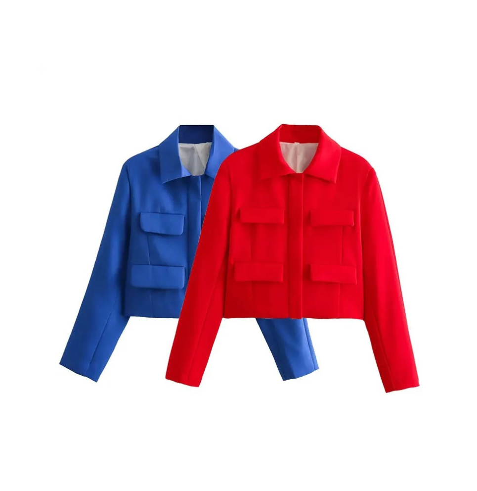 Valenzora | Women's Bomber Jacket Short Jacket with Four Front Pockets and Minimalist Design