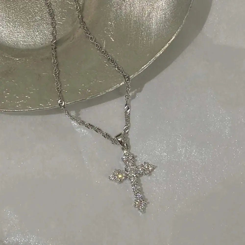 Valenzora | Crystal Zircon Cross Pendant Necklace for Women