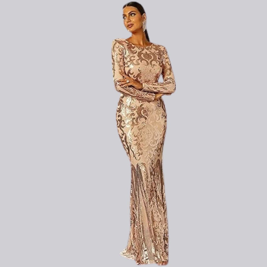 Valenzora | Evening dress with long sleeves and sequins