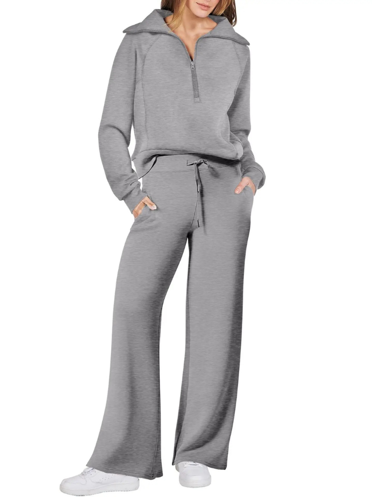 Valenzora | Bequemes Loungewear-Set für Damen mit Stehkragen und Kordelzug, modernes Set