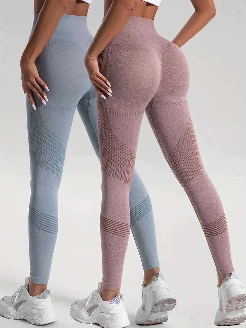 Valenzora | 2 pcs. Sports leggings for yoga and fitness. Solid color with high stretch.
