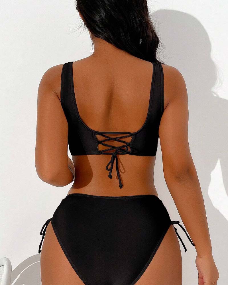 Valenzora bikini swimsuit with drawstring and lacing at the back