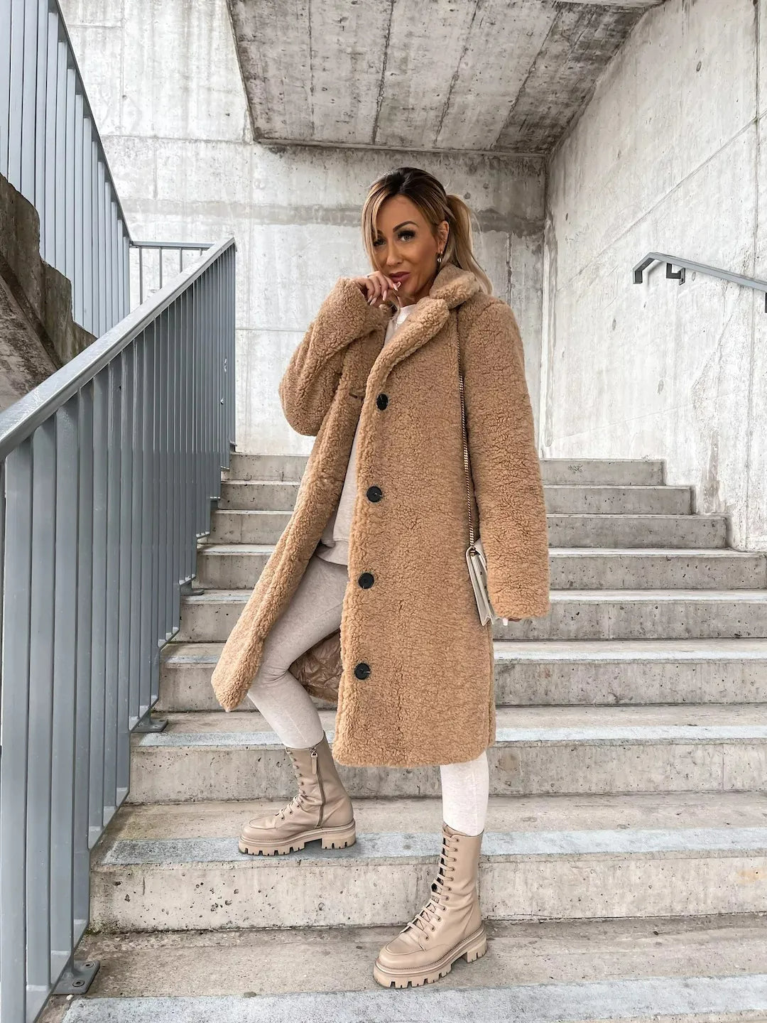 Plush trench coat