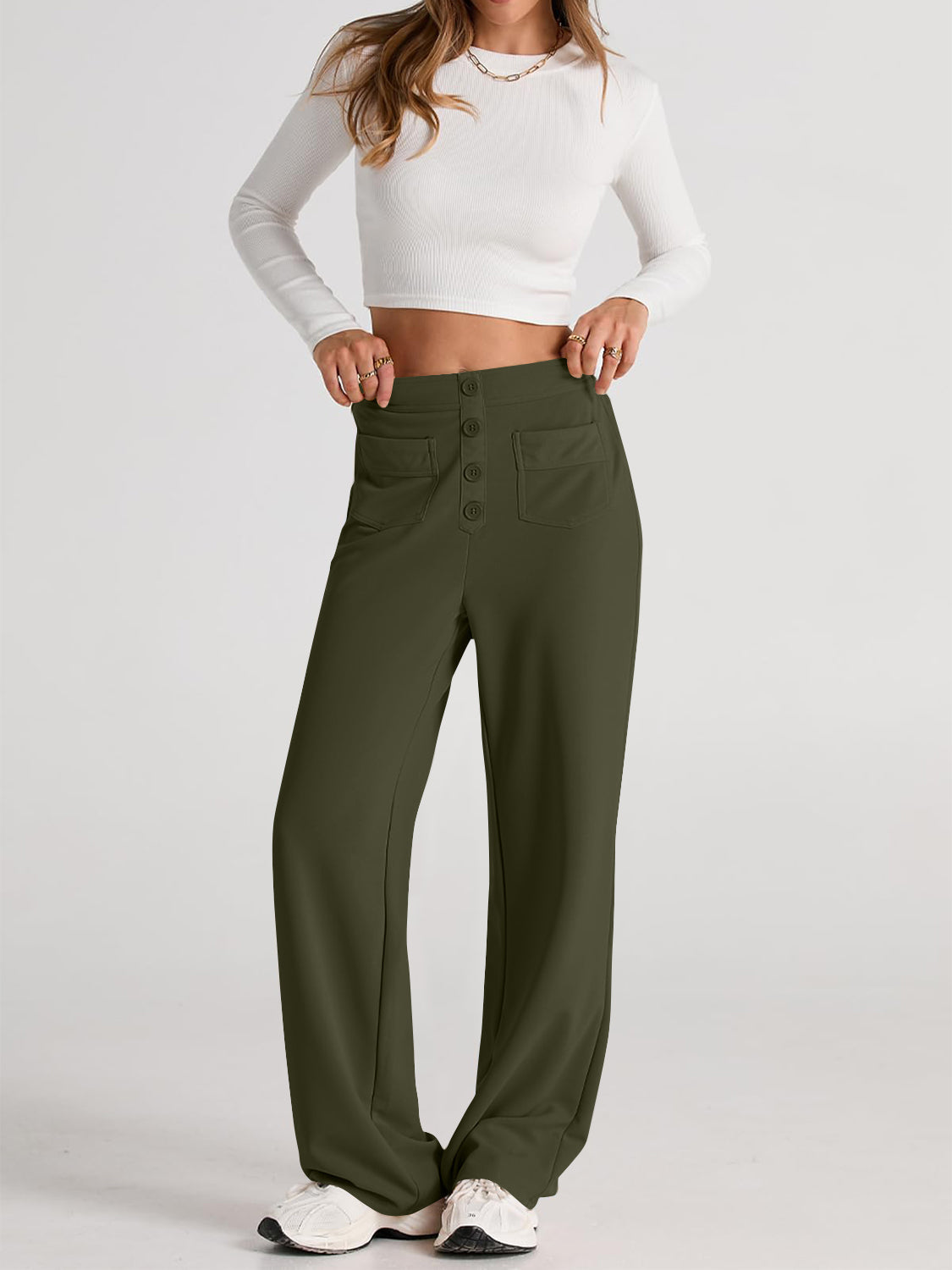 Valenzora | Wide-waisted trousers with pockets, elegant and comfortable