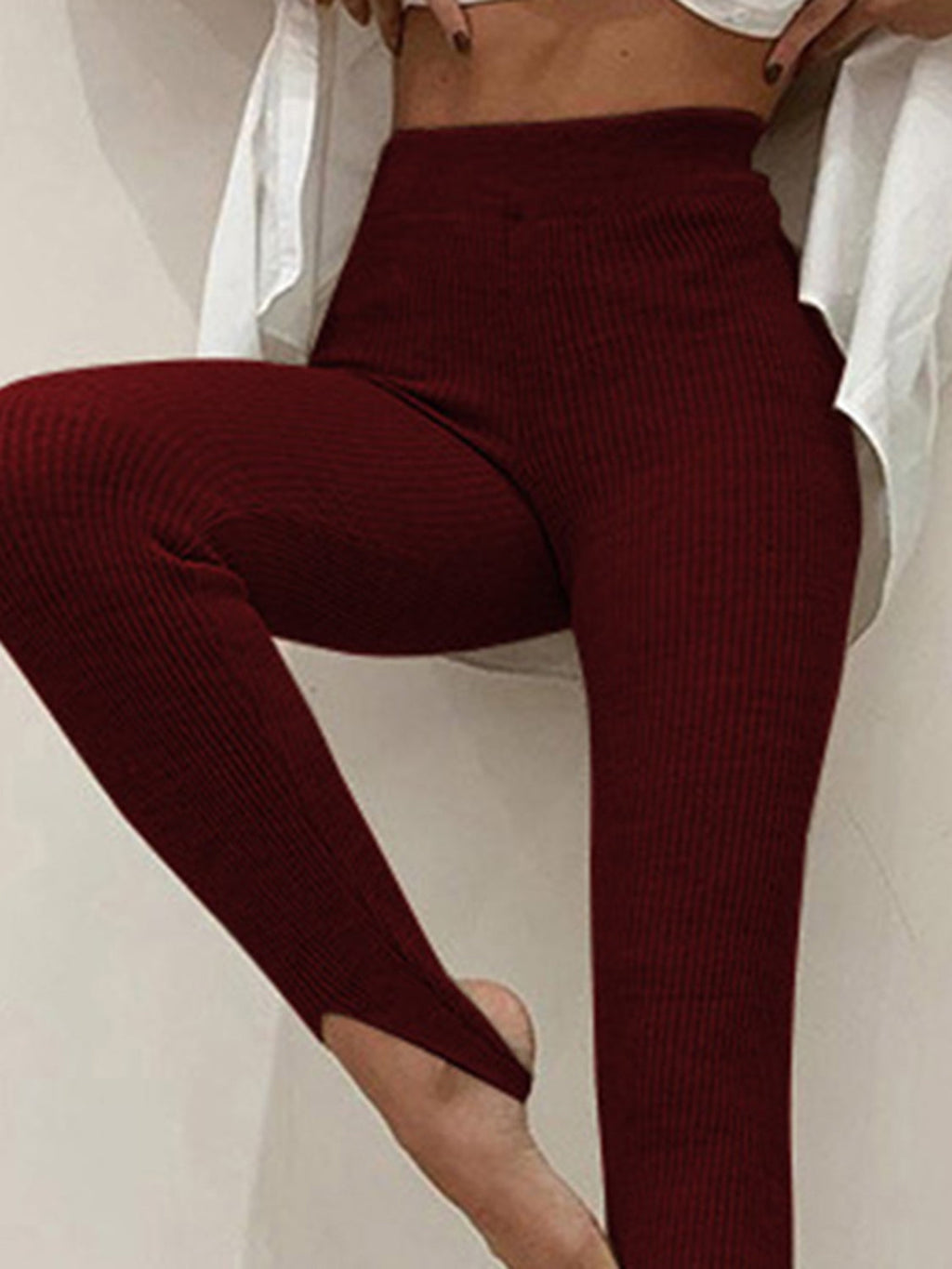 Valenzora | Leisure Autumn Ribbed Mid-High Leggings for Women