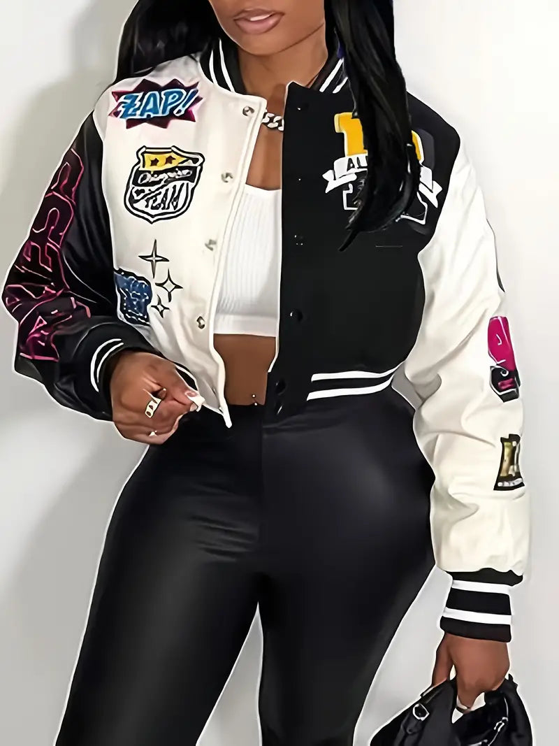 Valenzora | Women's Varsity Jacket with Letter Print