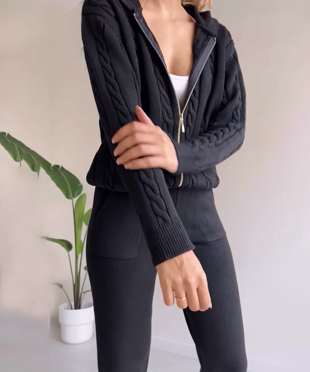 Anja™ - 2-piece set with cardigan and casual jacquard sweater
