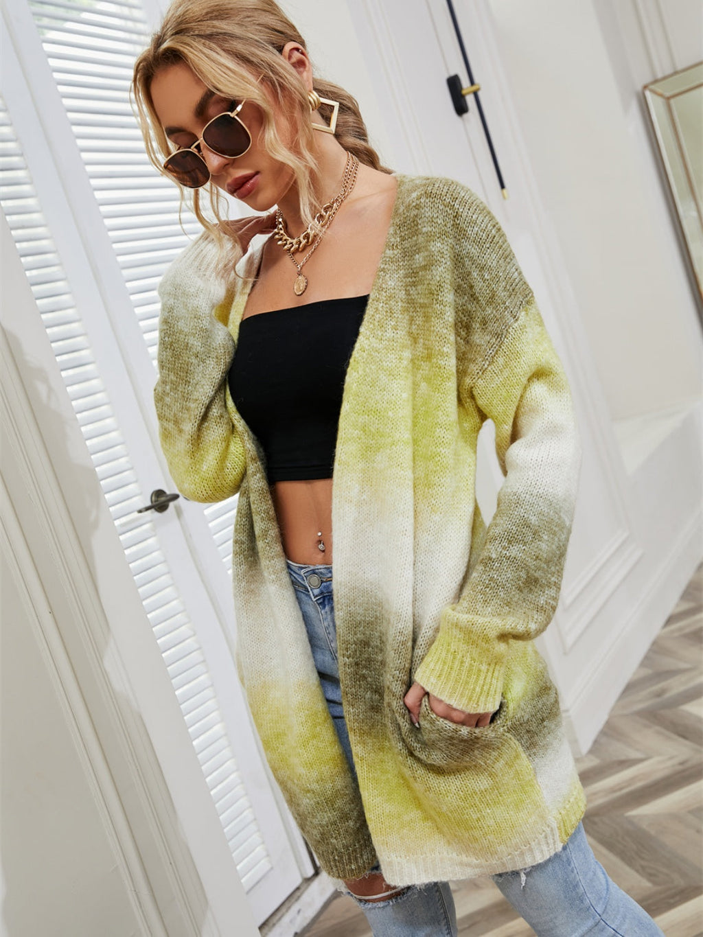 Valenzora | Angel Wings Offener Cardigan in voller Größe mit Farbverlauf