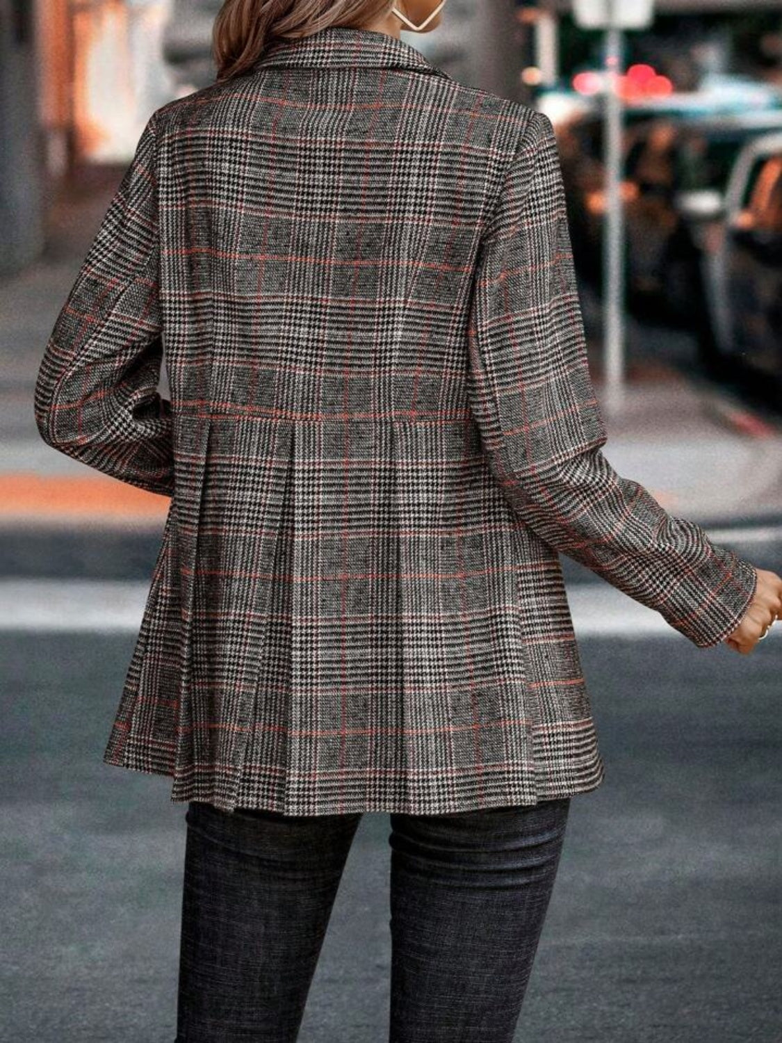 Valenzora | Stylish Autumn Classic Checkered Button Blazers for Women