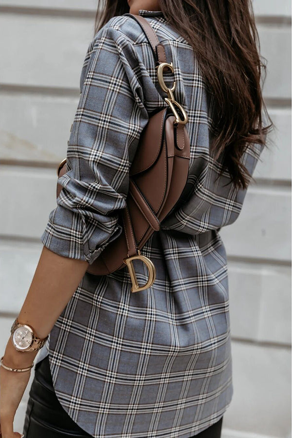 Valenzora | Grab My Hand Checkered Button-Up Belt Shirt