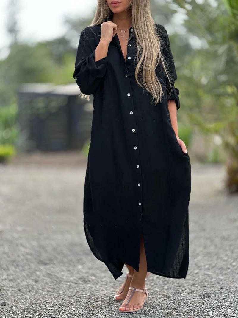 Valenzora | Solid color, casual women's shirt blouse, button closure at the front