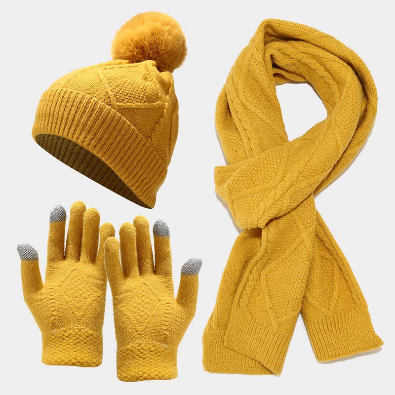 Valenzora | 3-piece knitted accessory set - stylish women's hat, scarf and gloves