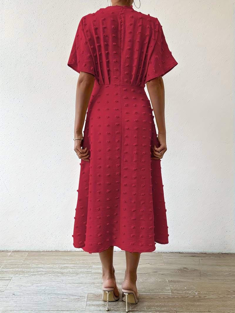 Valenzora | Swiss Dot Ruffle Midi Dress