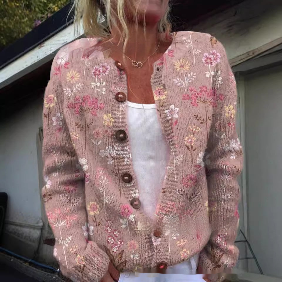 Valenzora | Elegante Strickjacke mit Blumenmuster