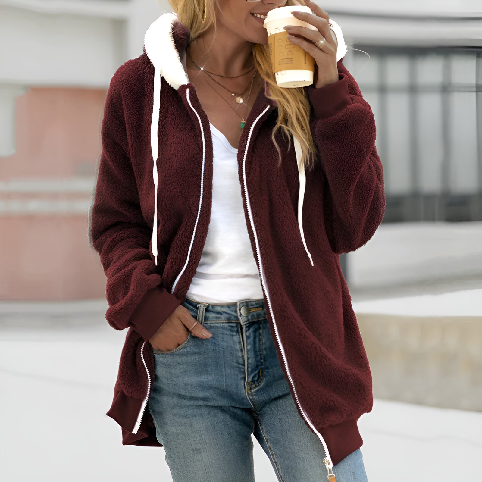 Valenzora | Bequeme, superweiche Fleecejacke mit Kapuze