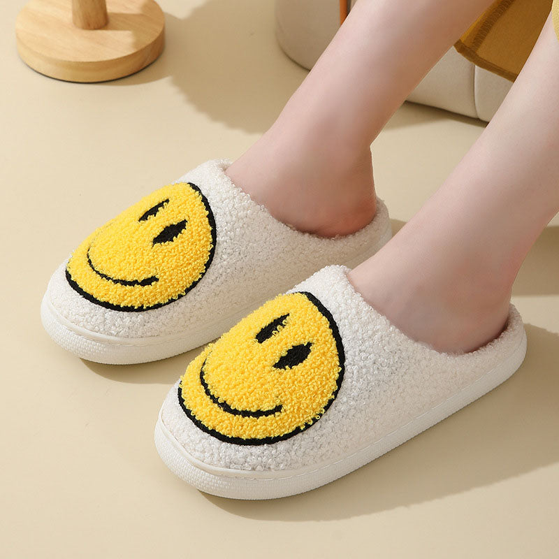 Valenzora Large Smiley Pattern Fur Slippers