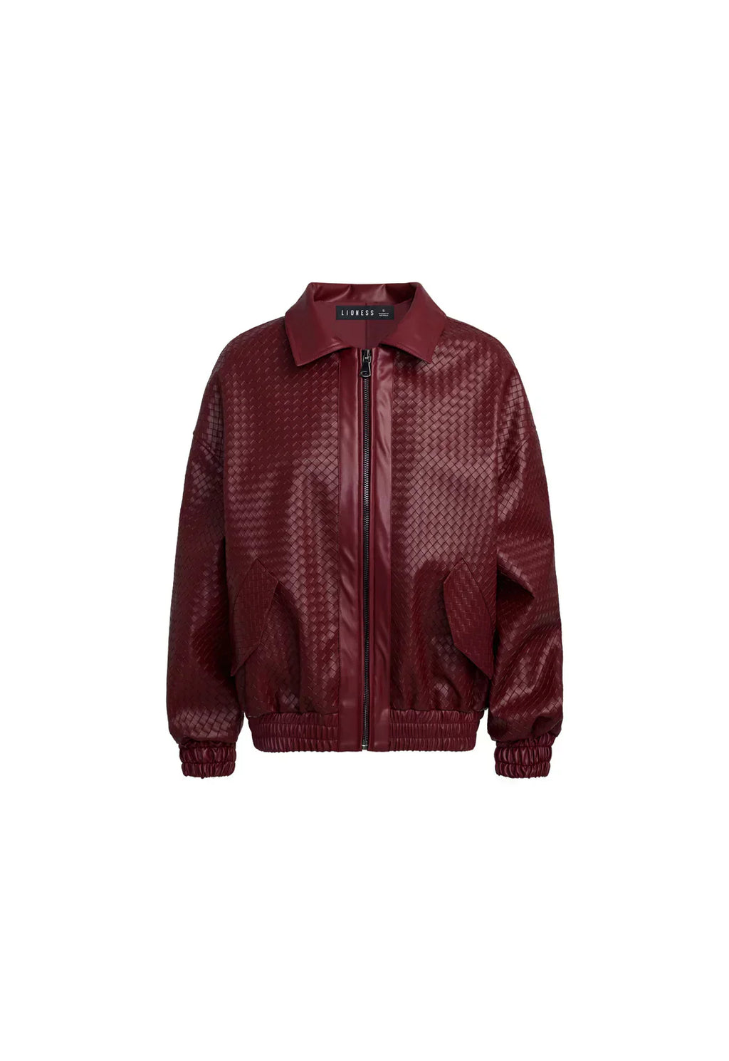 Valenzora | Woven Faux Leather Bomber Jacket