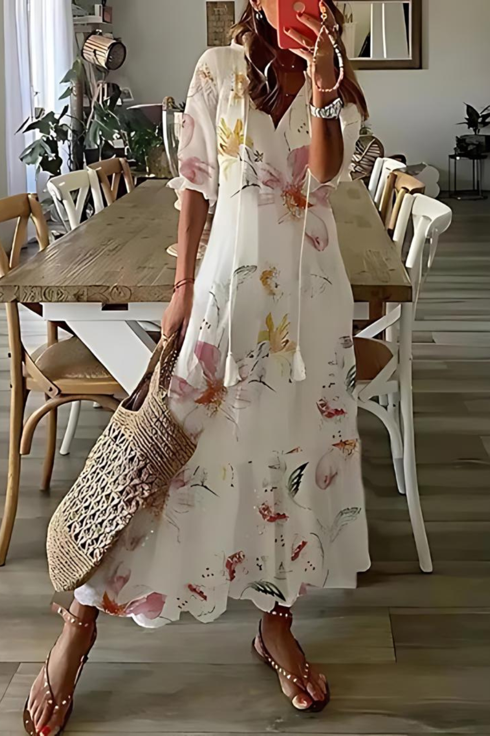Valenzora | Langes, elegantes Blumenkleid
