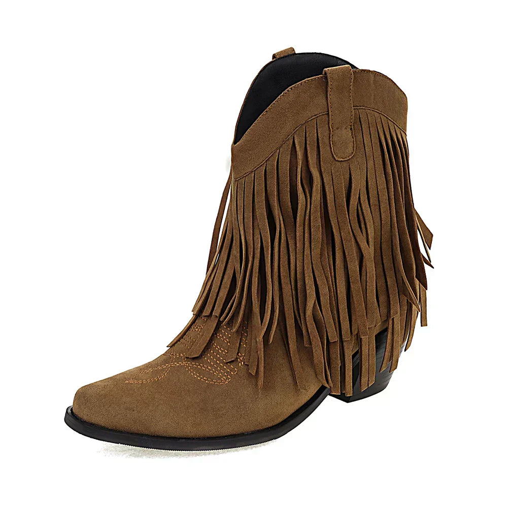 Valenzora | Cowboy ankle boots with fringe tassel