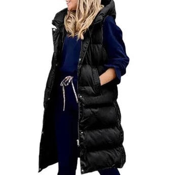 Valenzora Hooded Long Vest Casual Fashion Single-Breasted Jacket