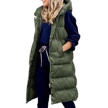 Valenzora Hooded Long Vest Casual Fashion Single-Breasted Jacket