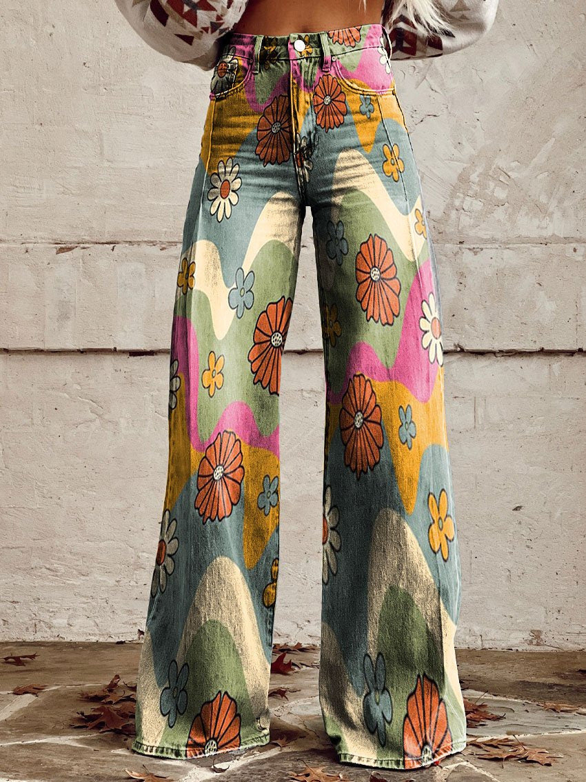 Valenzora | Stylish jeans with a floral pattern