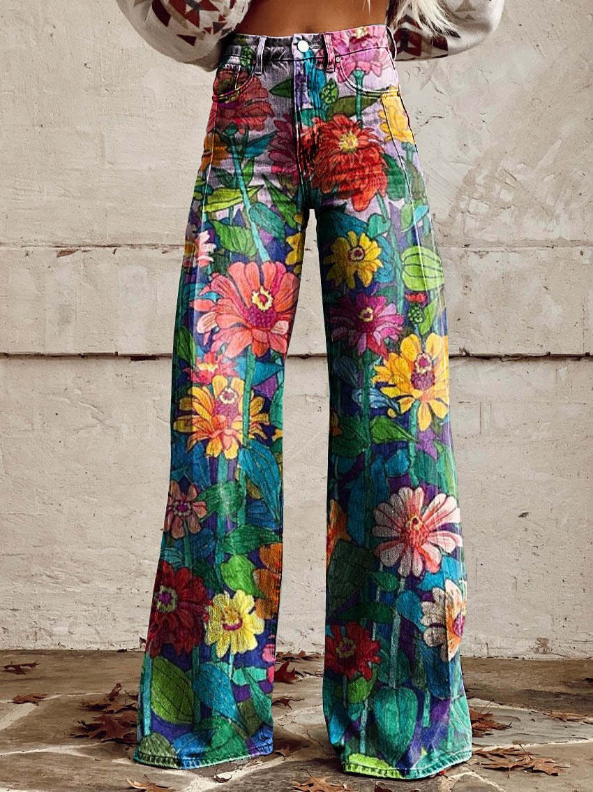 Valenzora | Stylish jeans with a floral pattern
