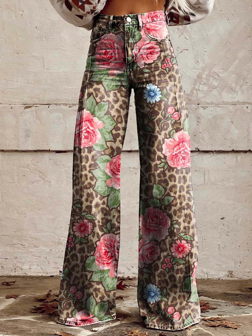 Valenzora | Stylish jeans with a floral pattern