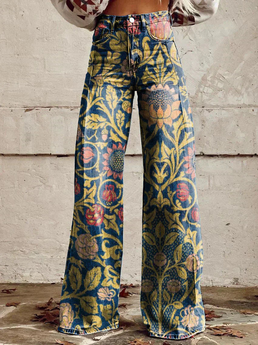 Valenzora | Stylish jeans with a floral pattern