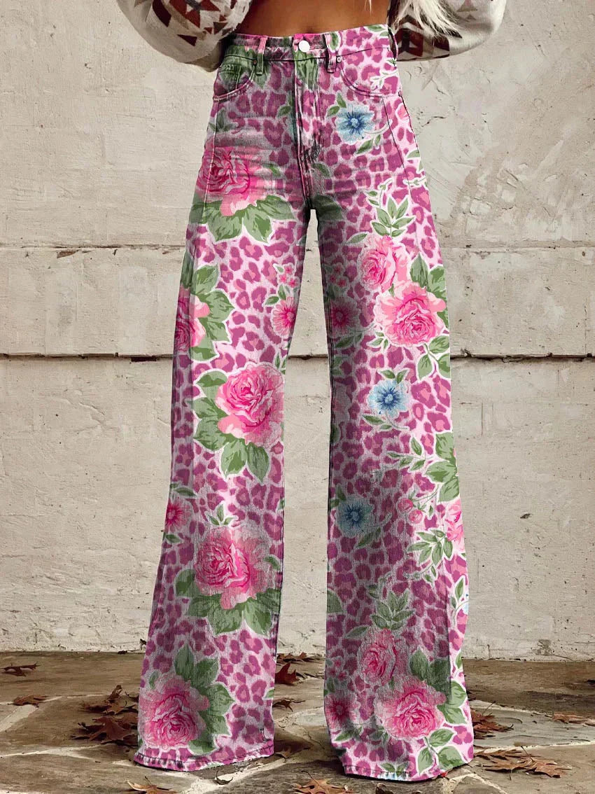 Valenzora | Stylish jeans with a floral pattern