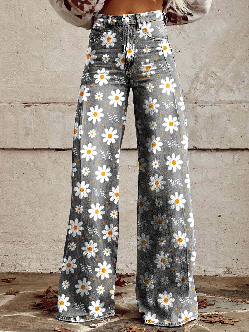 Valenzora | Floral Wide Leg Trousers – Stylish and Comfortable for Women